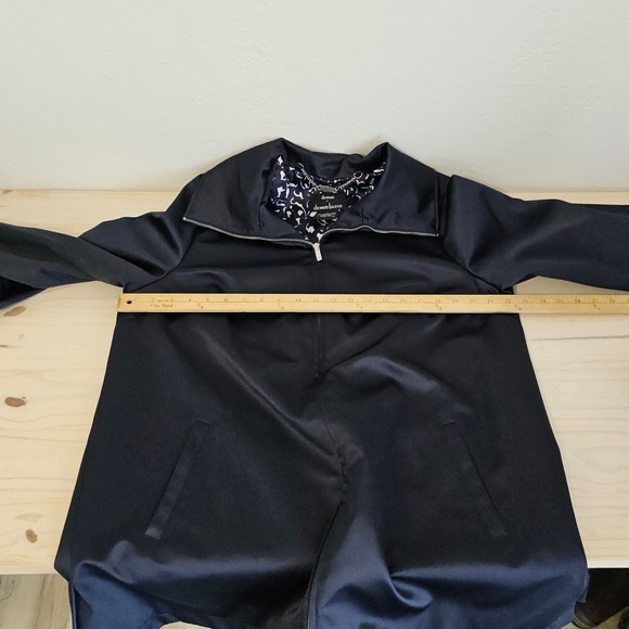 Dennis By Dennis Basso Navy Blue Coat Jacket L Zip Front Lined Springtime Jacket - Picture 8 of 16